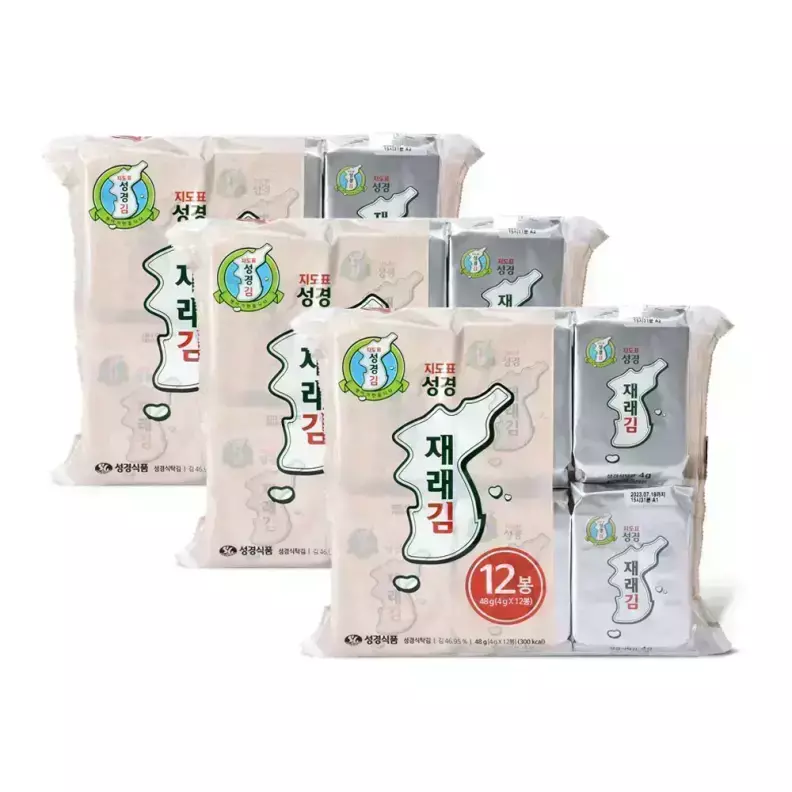 지도표성경김 재래 식탁김 4g 12봉 3개(총36봉) 가격 비교 성경식품 지도표성경김 재래 식탁김 4g 12봉 3개(총36봉)