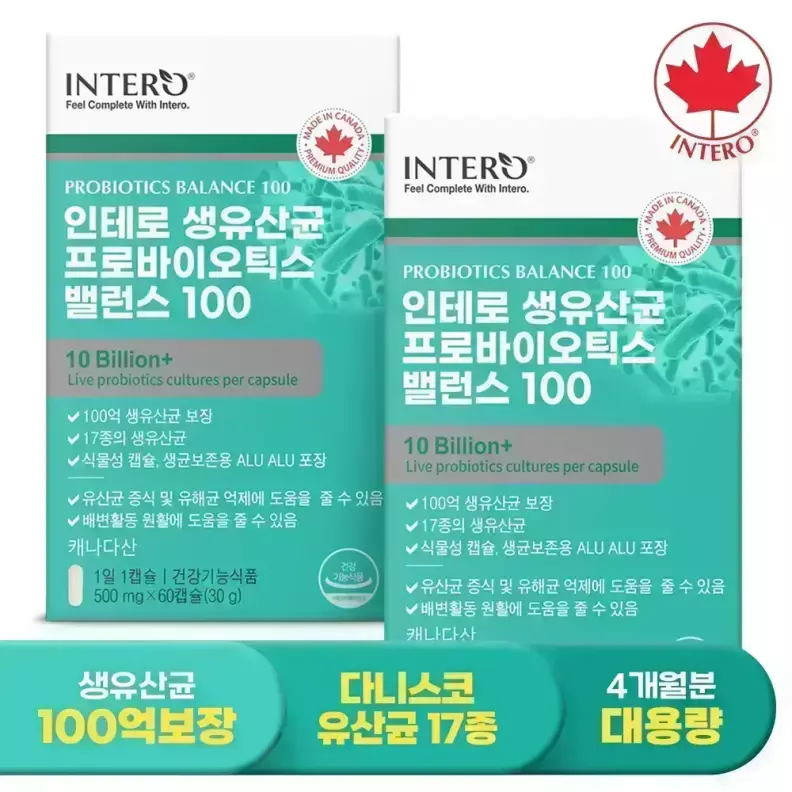 캐나다 100억 생유산균 프로바이오틱스 밸런스 60캡슐 X 2박스 (4개월분) 신바이오틱스 가격 비교 인테로 캐나다 100억 생유산균 프로바이오틱스 밸런스 60캡슐 X 2박스 (4개월분) 신바이오틱스