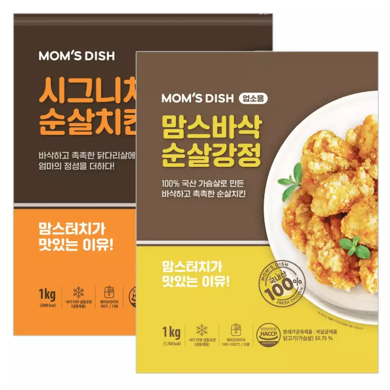 맘스터치 시그니처 순살치킨 1kg + 바삭순살강정 1kg 가격 추이 해마로푸드서비스 맘스터치 시그니처 순살치킨 1kg + 바삭순살강정 1kg - 최저가 18,300원