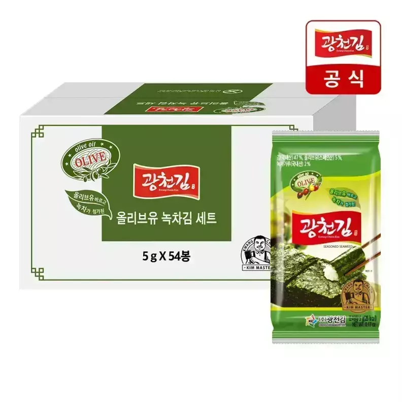 올리브유 녹차 도시락김 5g 3봉x18팩 54봉/쟁이기 최고봉 가격 비교 광천김 올리브유 녹차 도시락김 5g 3봉x18팩 54봉/쟁이기 최고봉