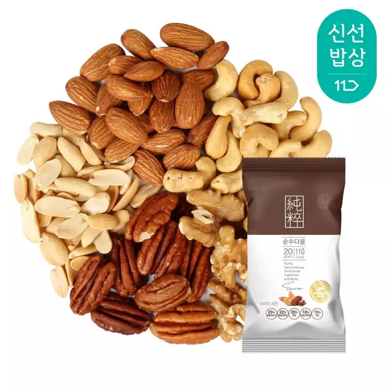 하루견과 순수다움 100봉 낱봉 / 실속 견과 견과류 간식 가격 추이 산과들에 하루견과 순수다움 100봉 낱봉 / 실속 견과 견과류 간식 - 최저가 49,950원